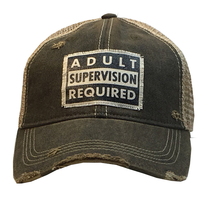 "Adult Supervision Required" Distressed Trucker Cap