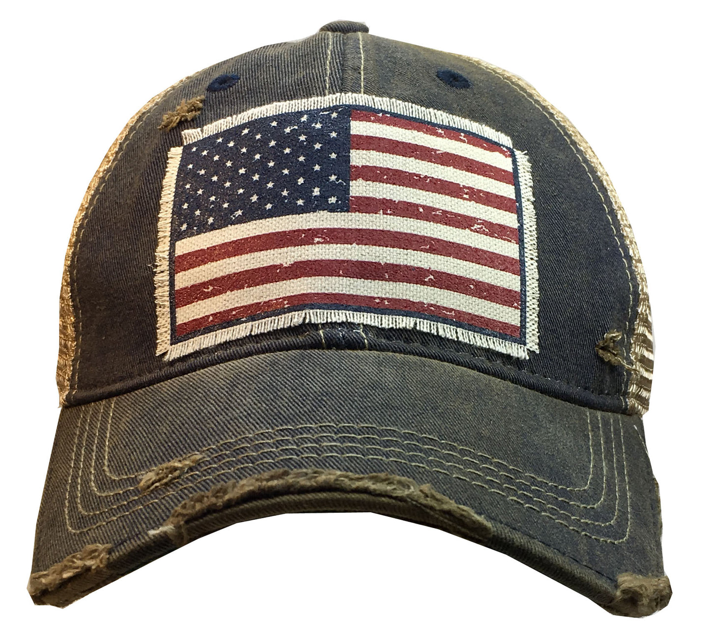 "American Flag USA" Vintage Distressed Trucker Cap