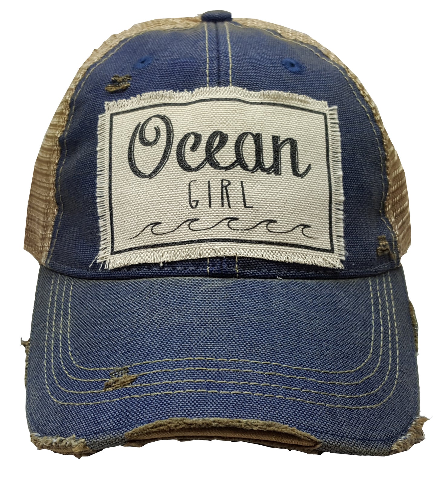 "Ocean Girl" Distressed Trucker Cap