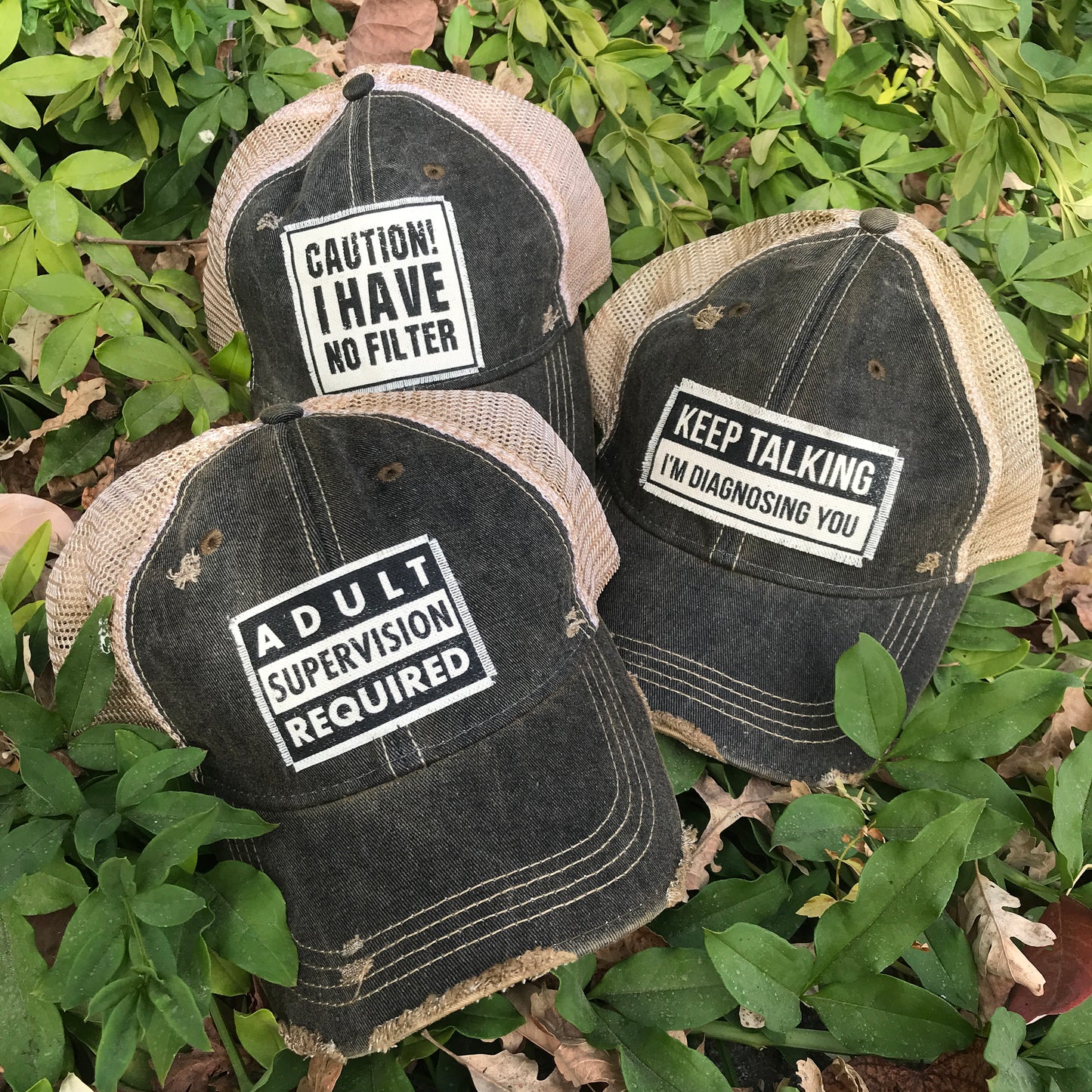 "Adult Supervision Required" Distressed Trucker Cap