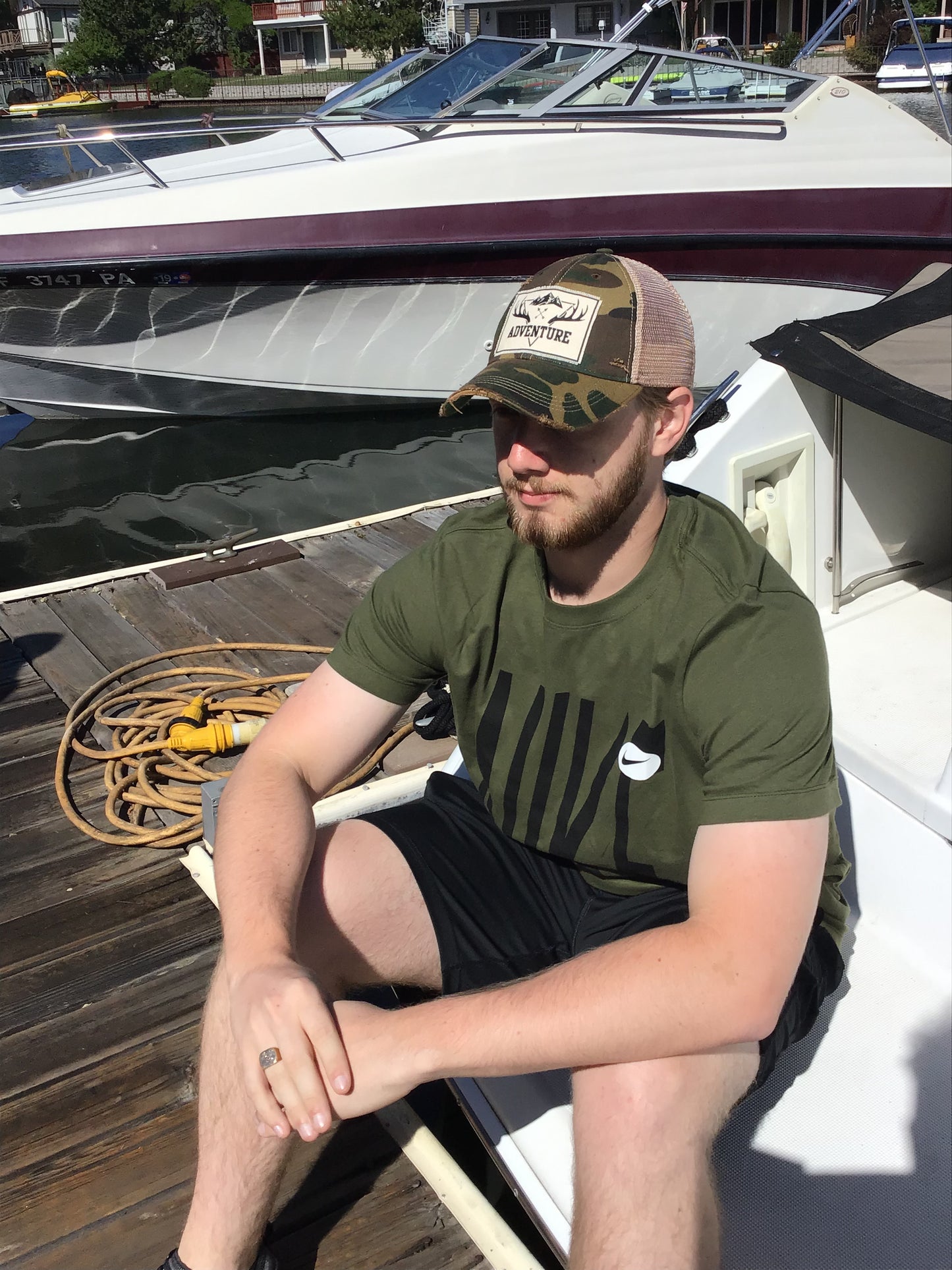 "Adventure" Distressed Trucker Cap