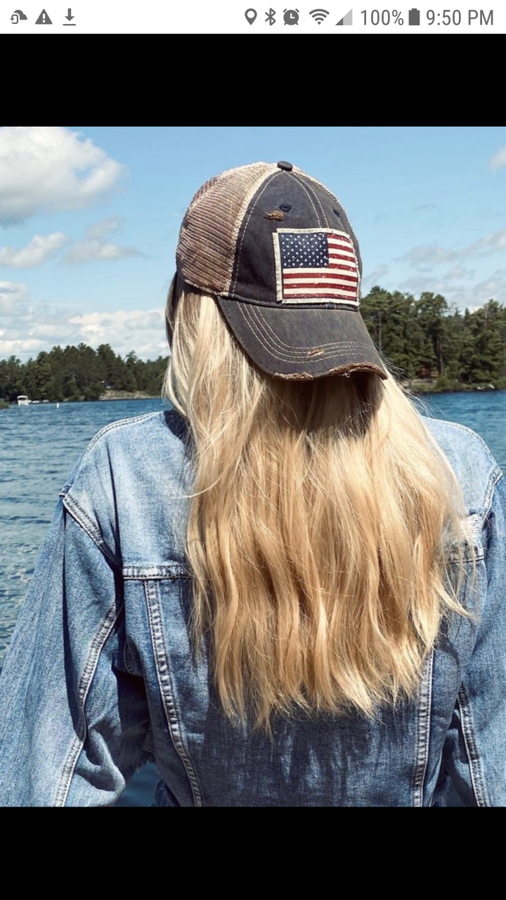 "American Flag USA" Vintage Distressed Trucker Cap