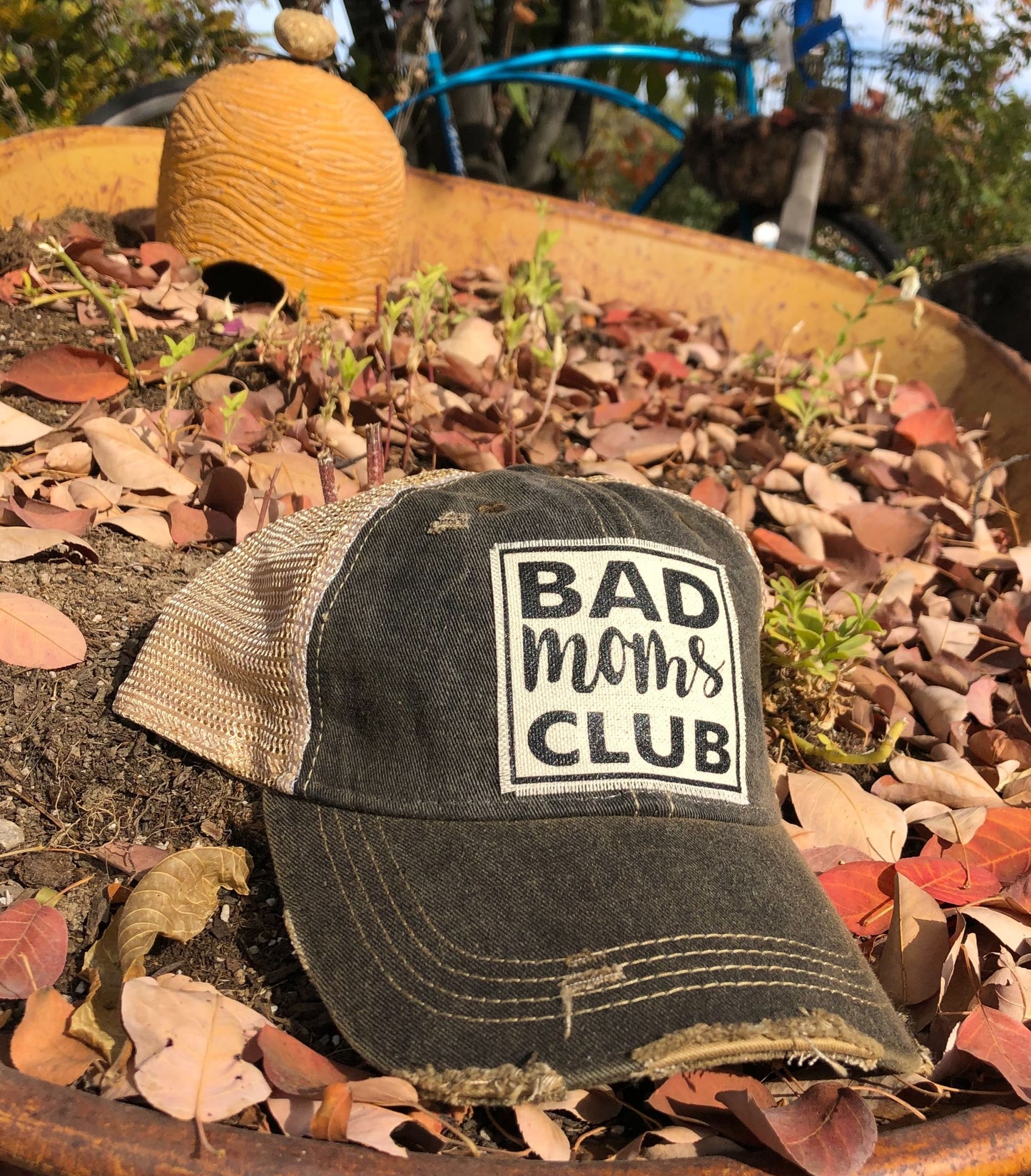 "Bad Mom's Club" Distressed Trucker Cap