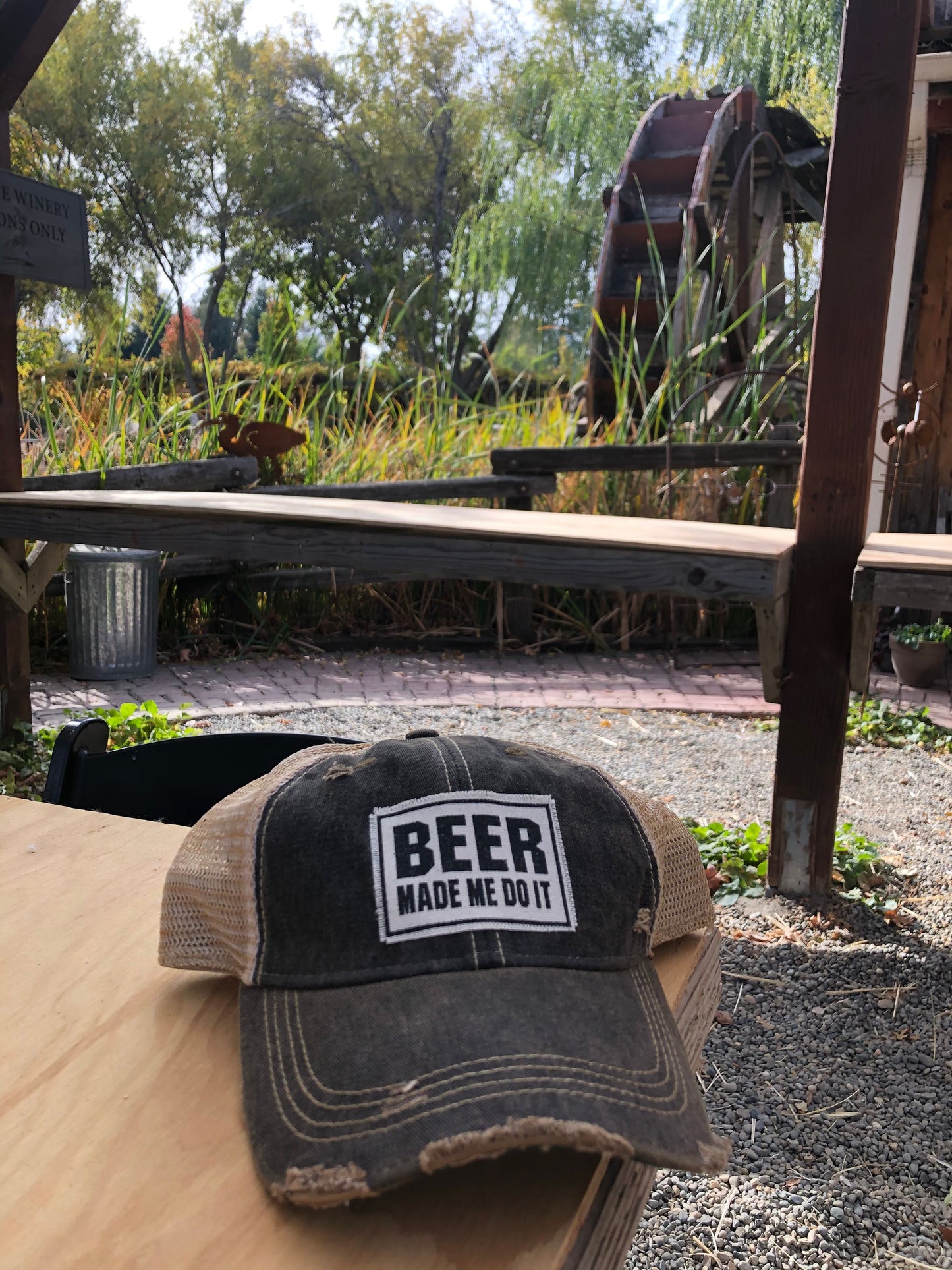 "Beer Made Me Do It" Distressed Trucker Cap