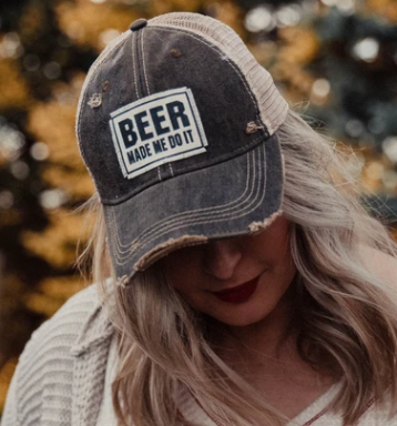 "Beer Made Me Do It" Distressed Trucker Cap