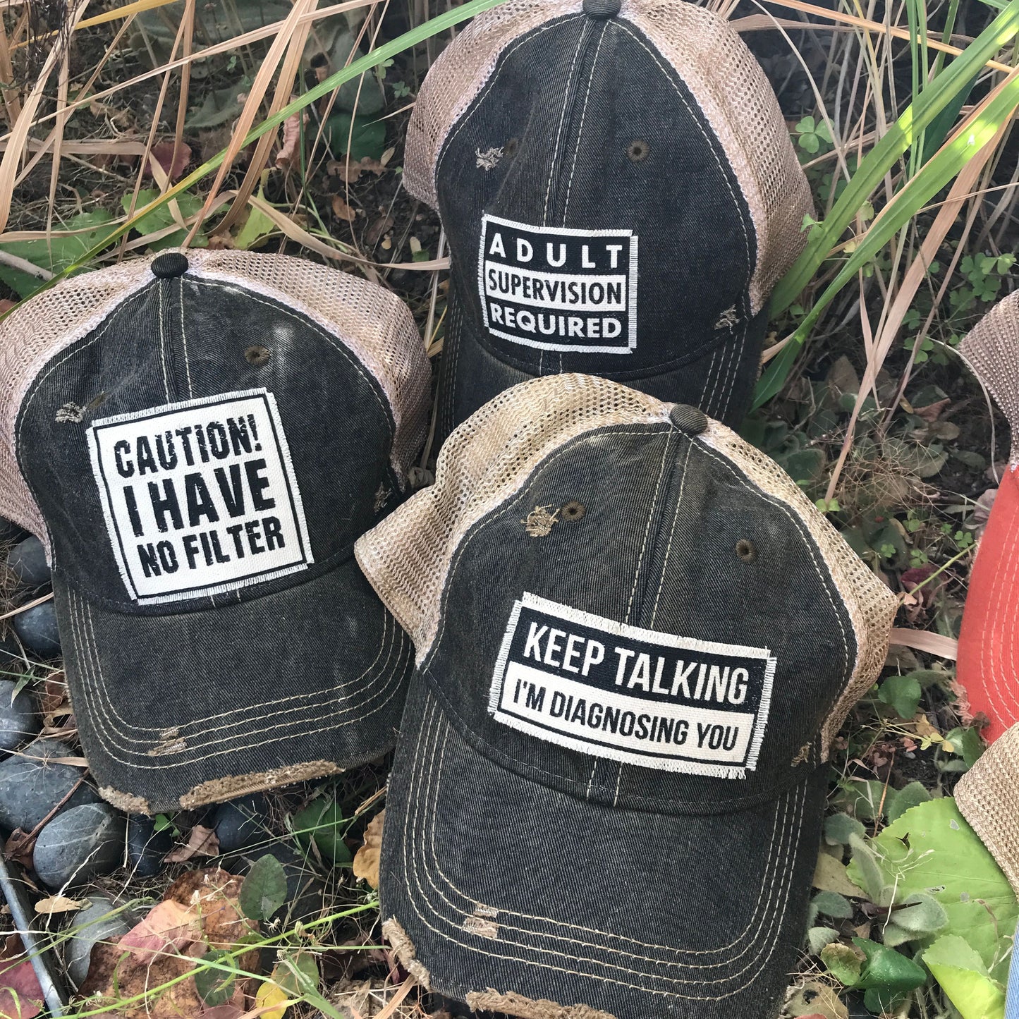 "Caution! I Have No Filter" Distressed Trucker Cap
