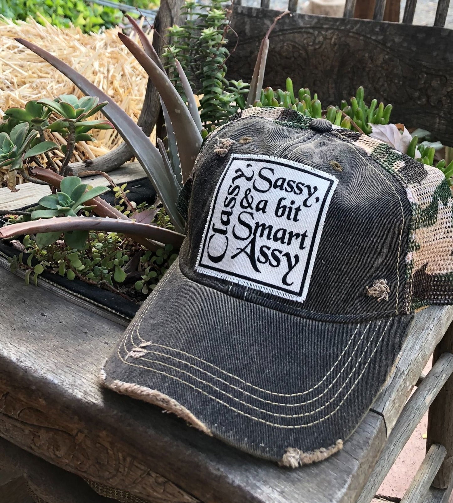 "Classy Sassy & a Bit Smart Assy" Distressed Trucker Cap