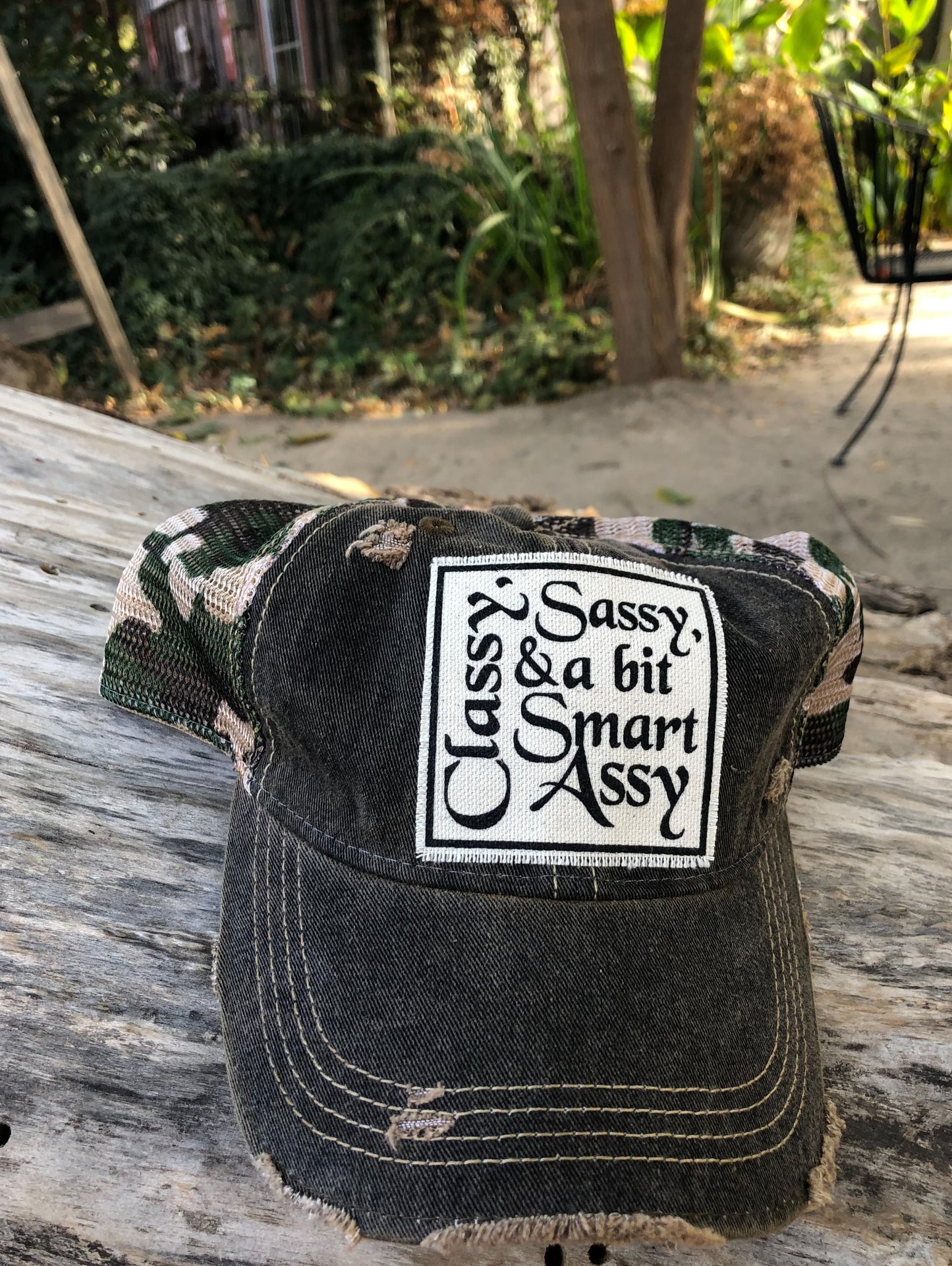 "Classy Sassy & a Bit Smart Assy" Distressed Trucker Cap
