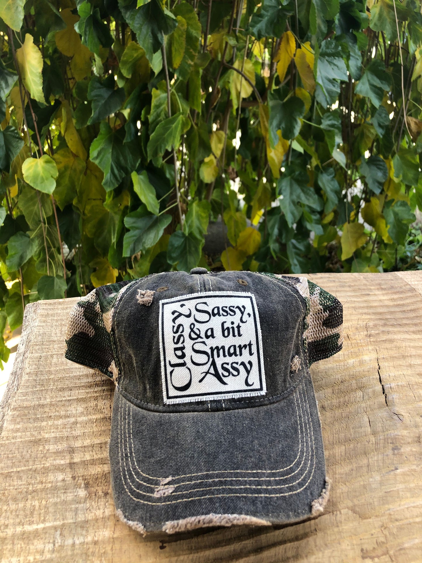 "Classy Sassy & a Bit Smart Assy" Distressed Trucker Cap