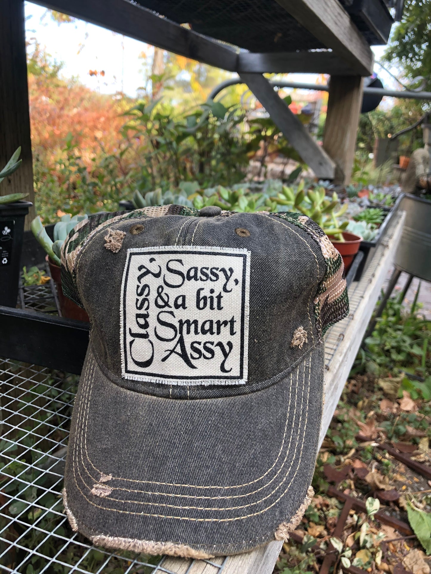 "Classy Sassy & a Bit Smart Assy" Distressed Trucker Cap