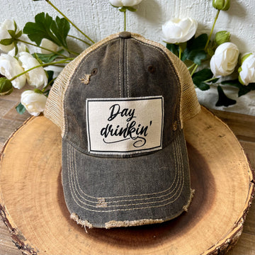 "Day Drinkin' " Distressed Trucker Cap