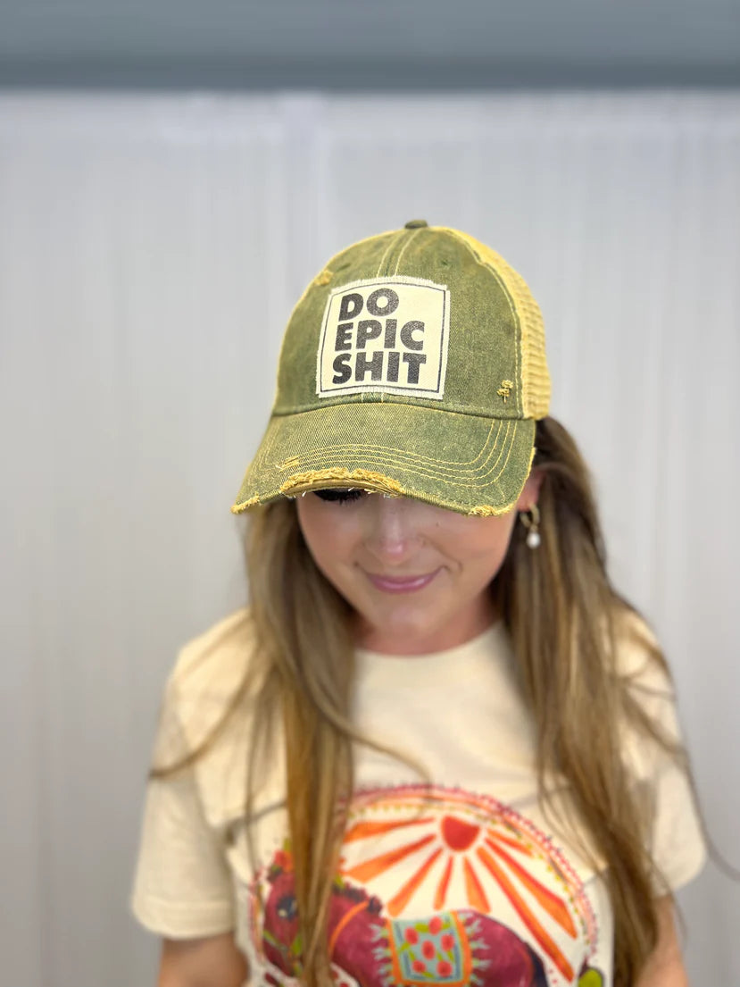 "Do Epic Shit" Distressed Trucker Cap