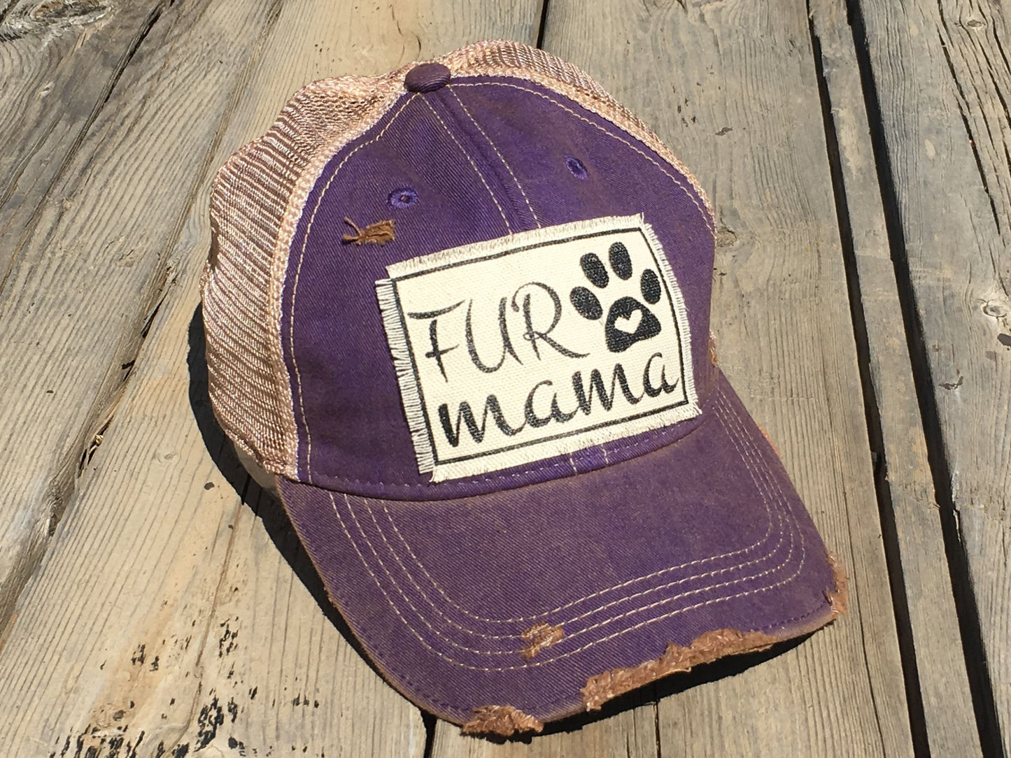 "Fur Mama" Distressed Trucker Cap