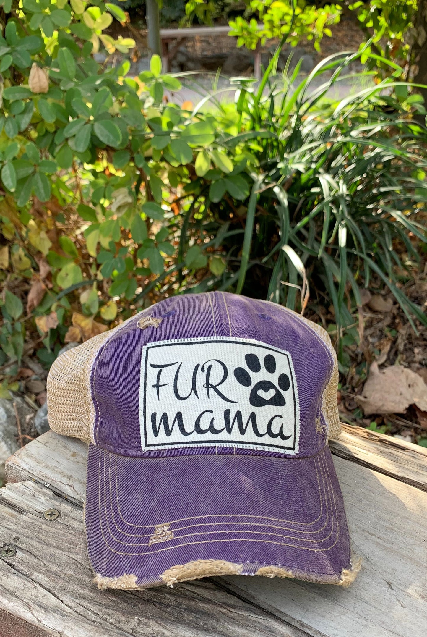 "Fur Mama" Distressed Trucker Cap