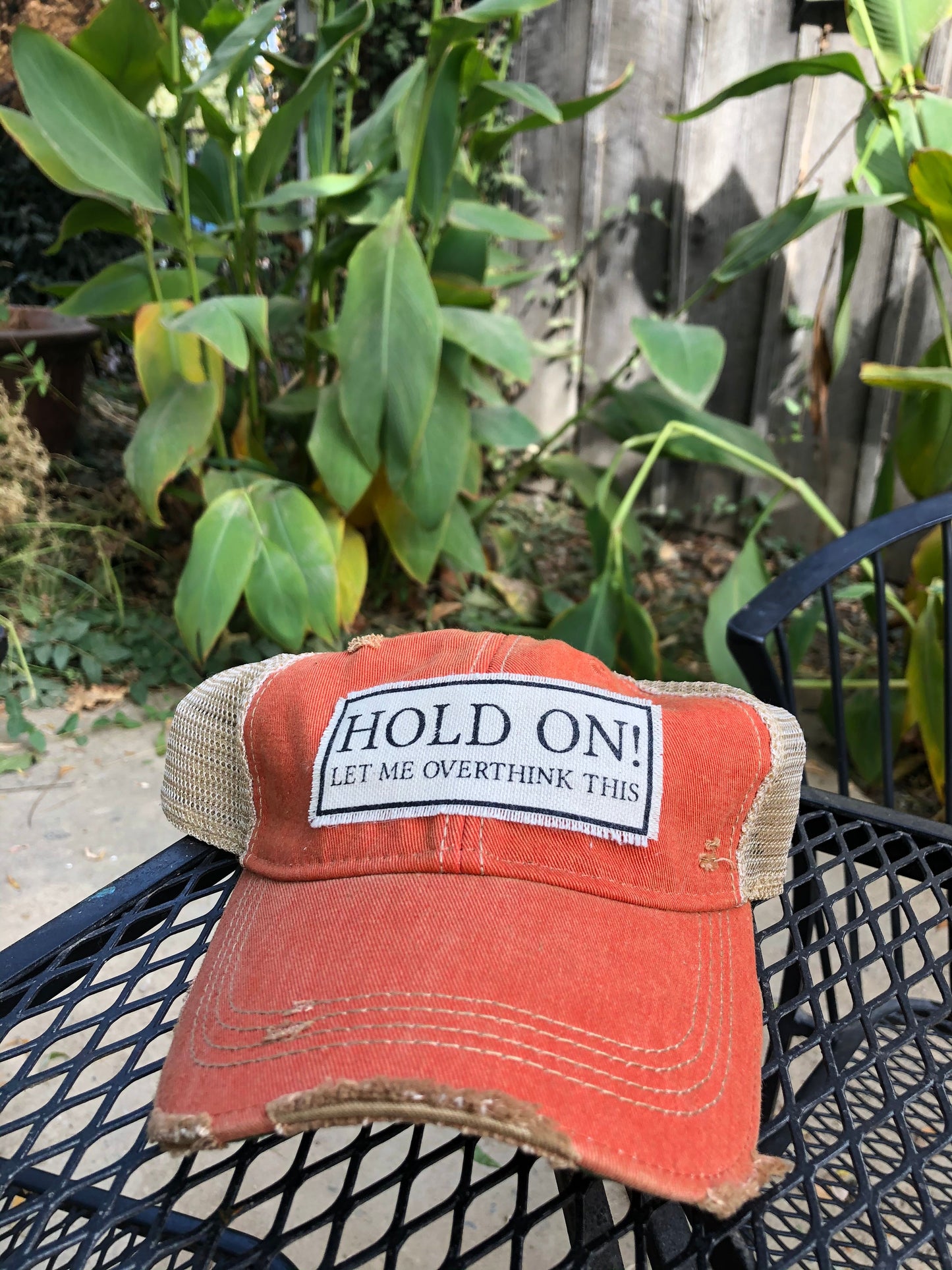 "Hold On Let Me Overthink This" Distressed Trucker Cap