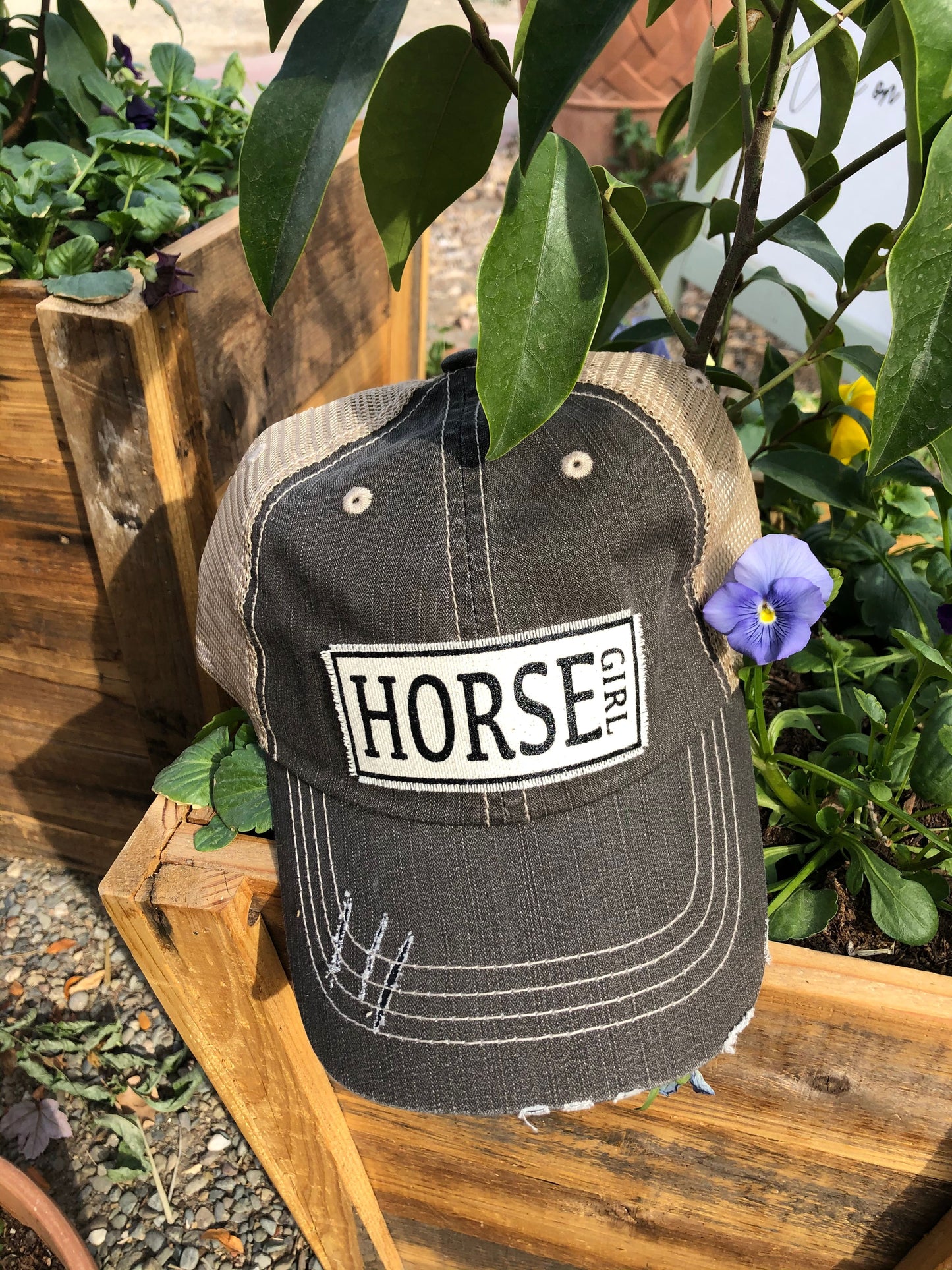 "Horse Girl" Distressed Trucker Cap