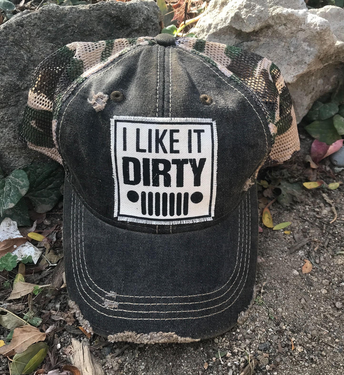 "I Like It Dirty" Distressed Trucker Cap