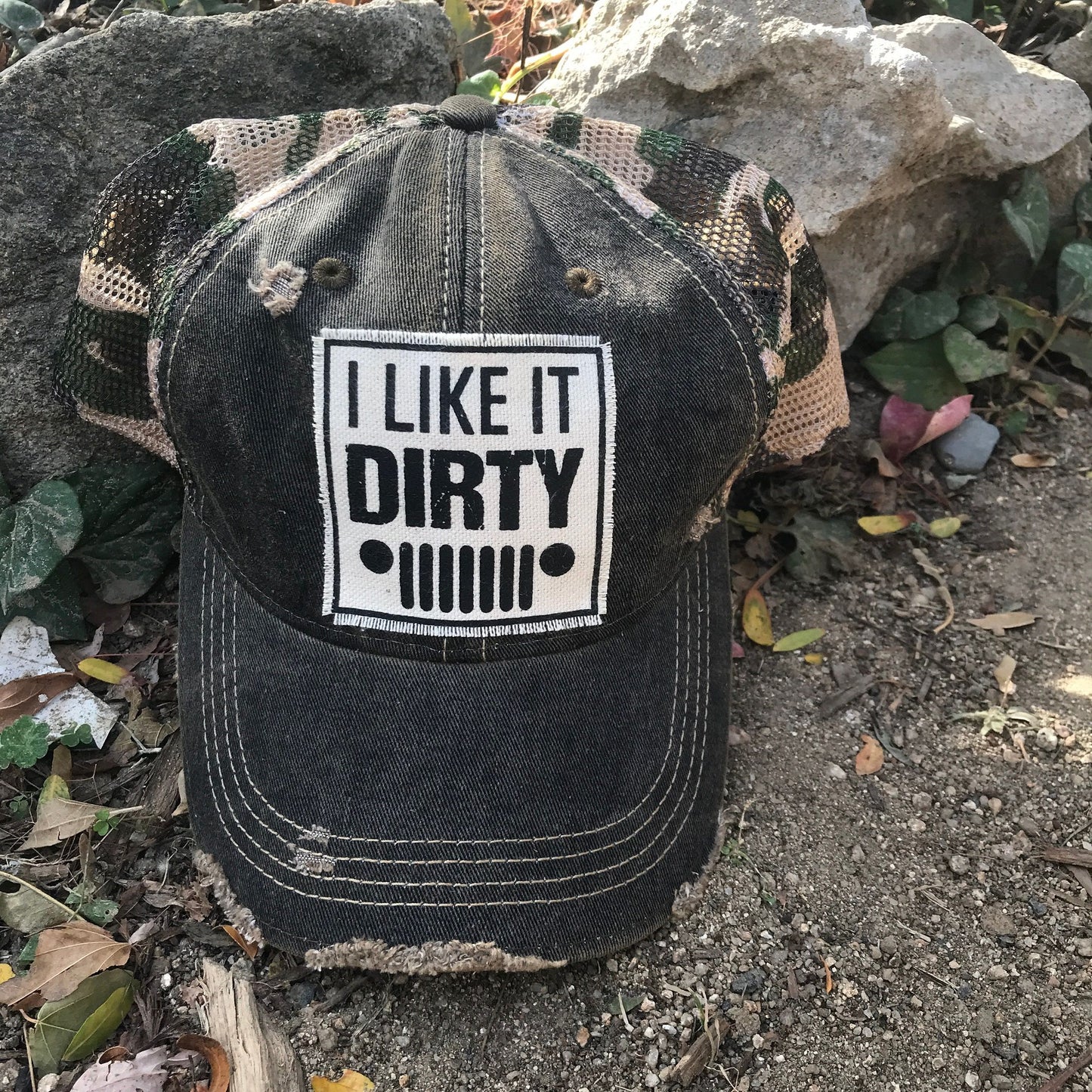 "I Like It Dirty" Distressed Trucker Cap