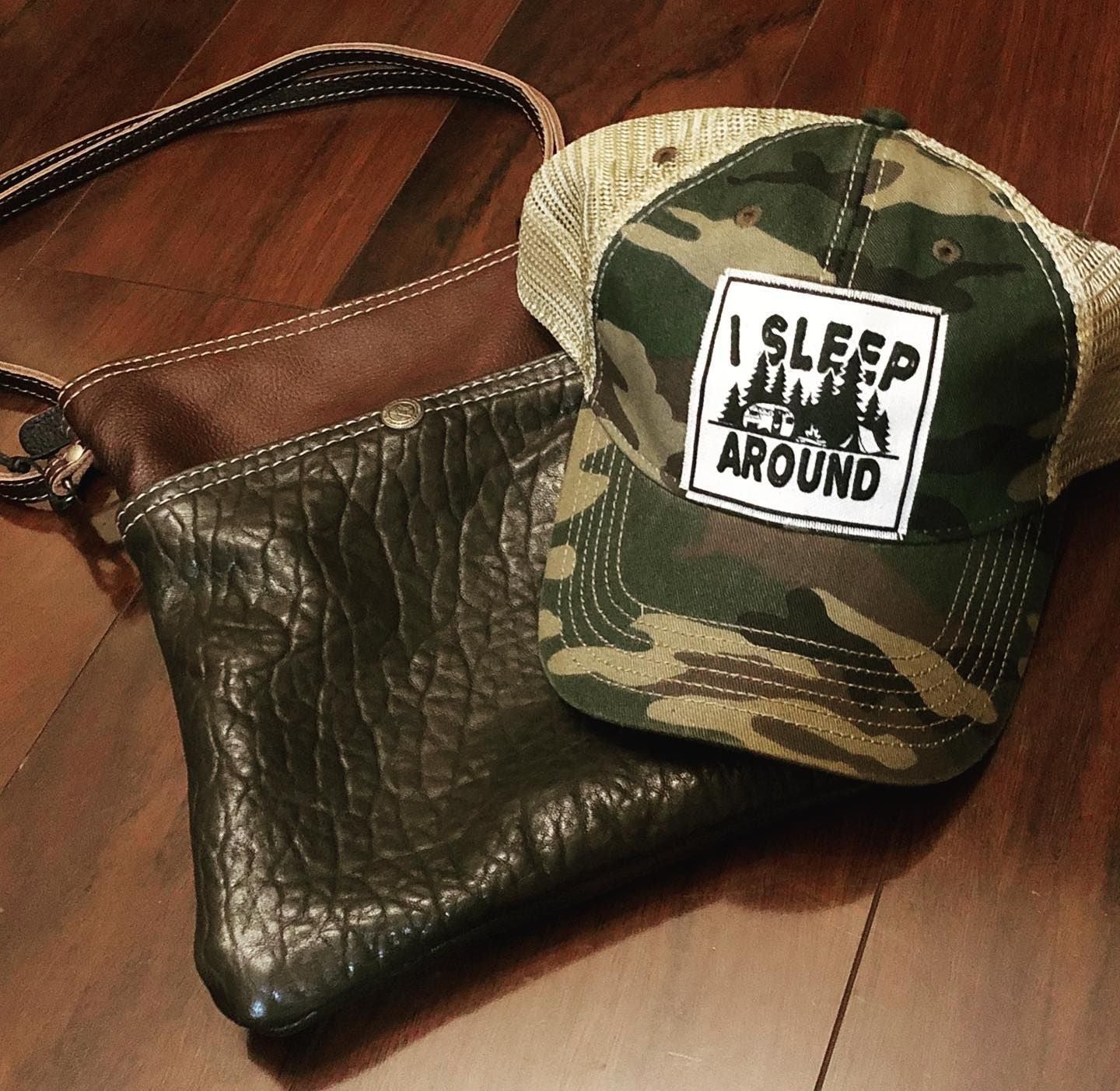 "I Sleep Around" Distressed Trucker Cap