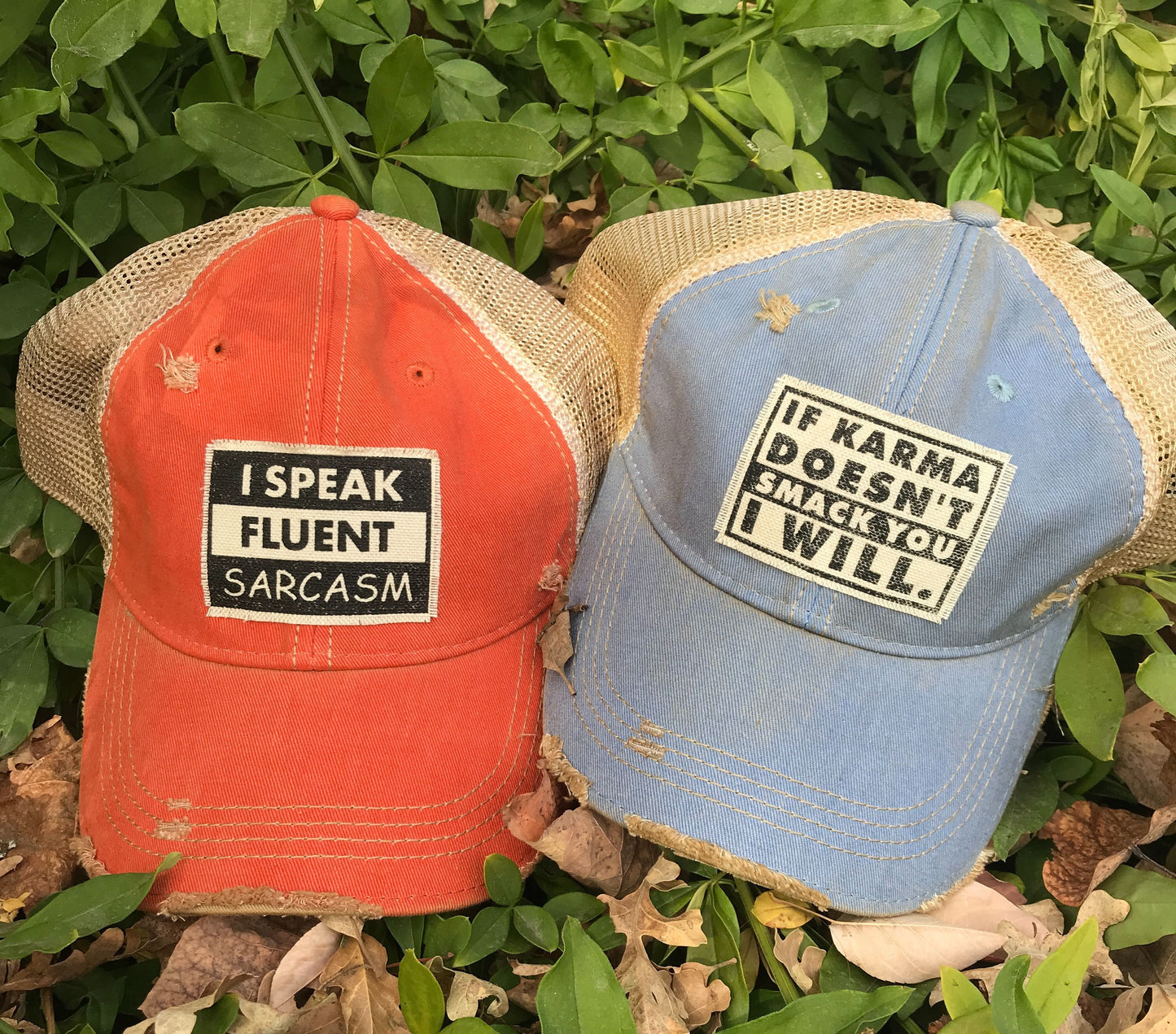 "I Speak Fluent Sarcasm" Distressed Trucker Cap