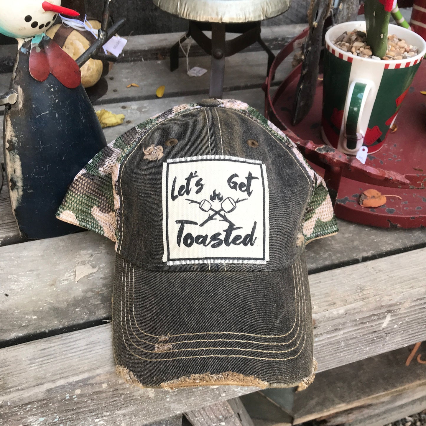 "Let's Get Toasted" Distressed Trucker Cap