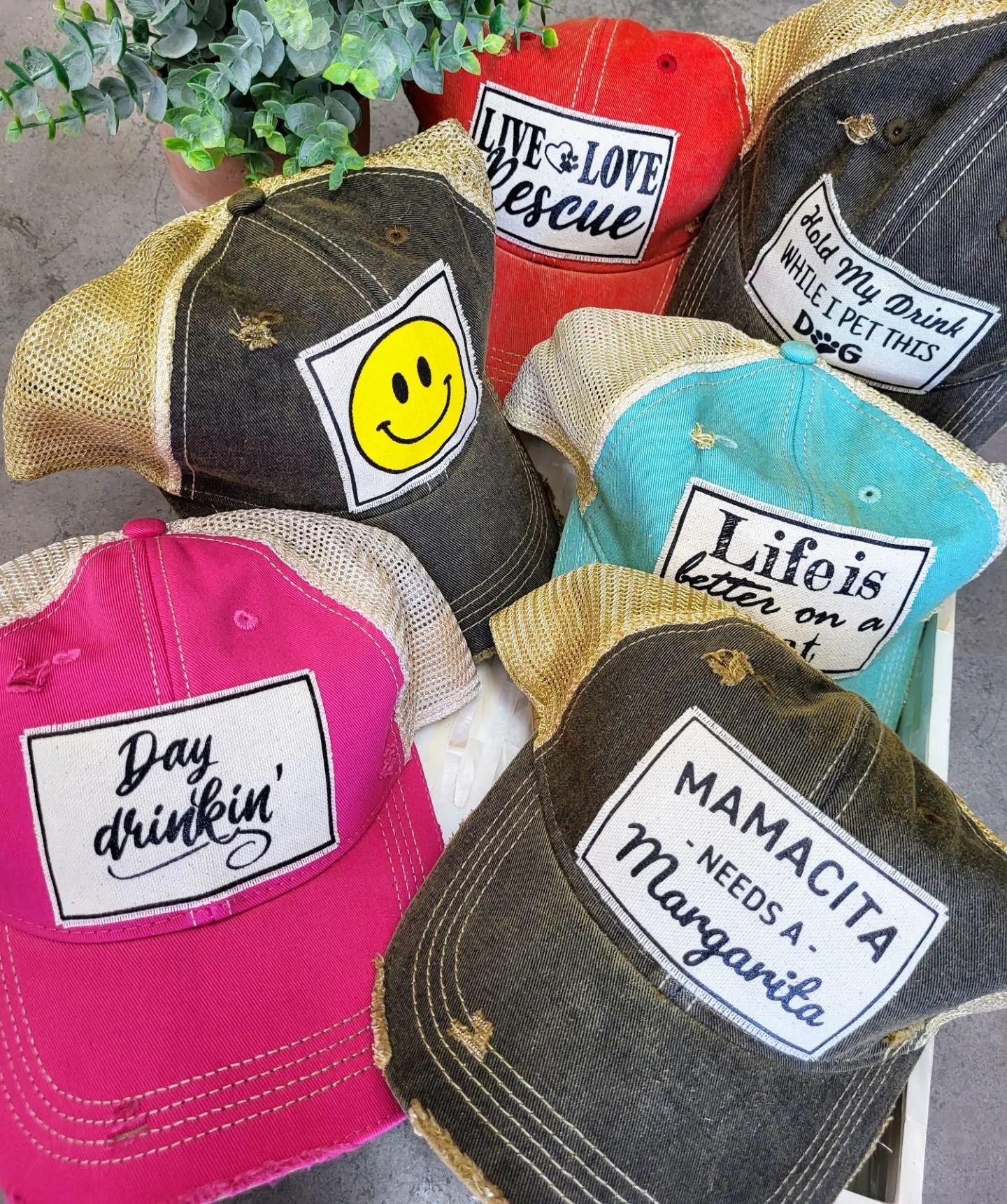 "Mamacita Needs A Margarita" Distressed Trucker Cap