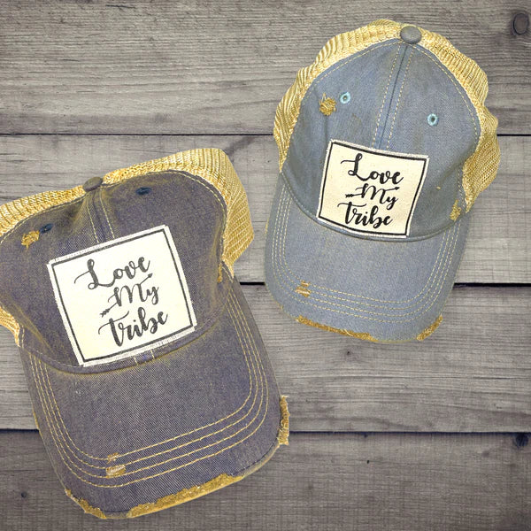 "Love My Tribe" Distressed Trucker Cap