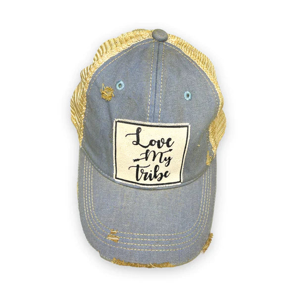 "Love My Tribe" Distressed Trucker Cap