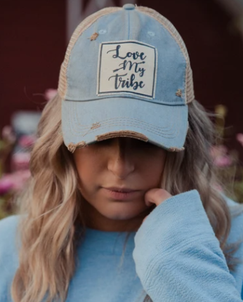 "Love My Tribe" Distressed Trucker Cap
