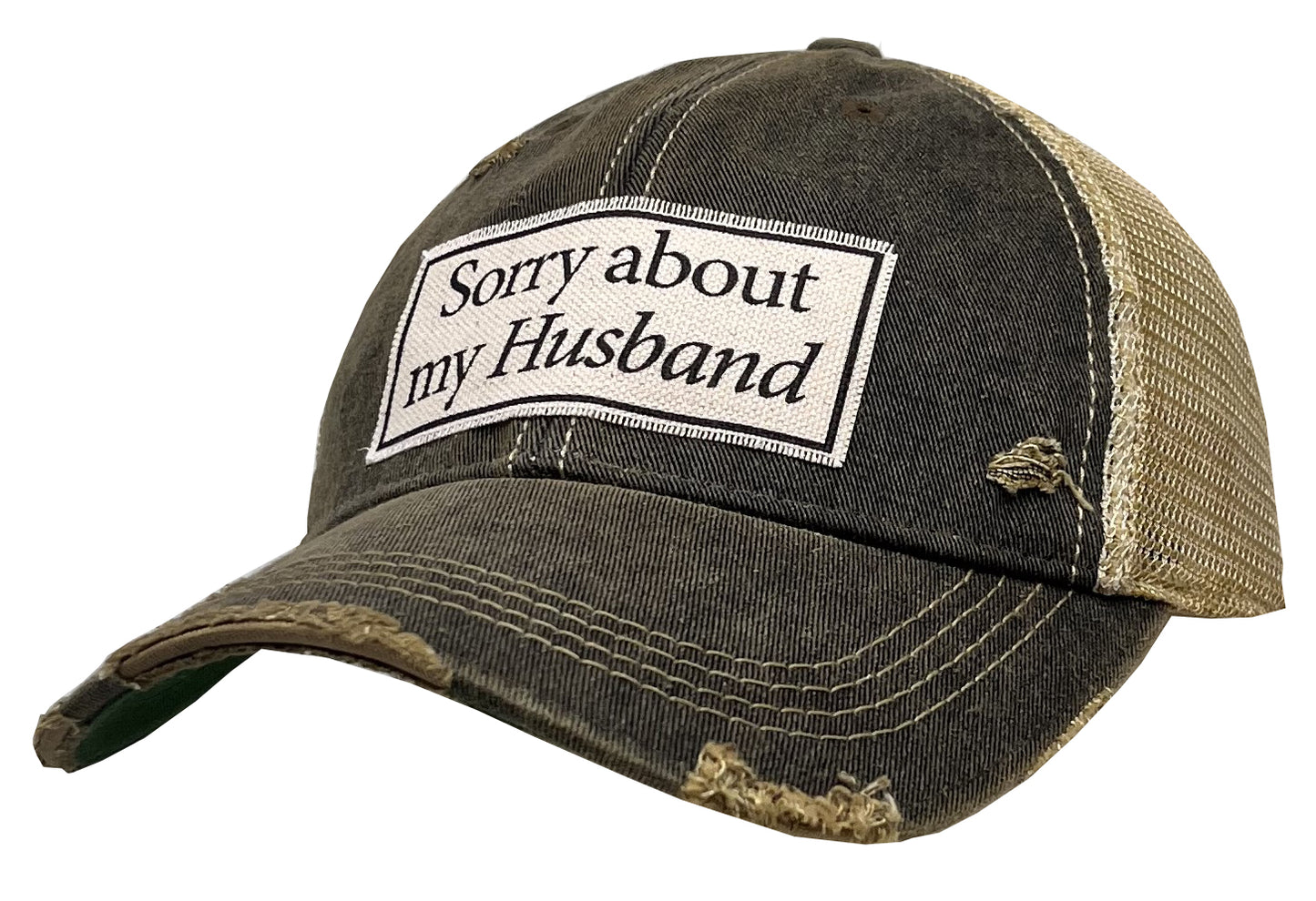 "Sorry About My Husband" Distressed Trucker Cap