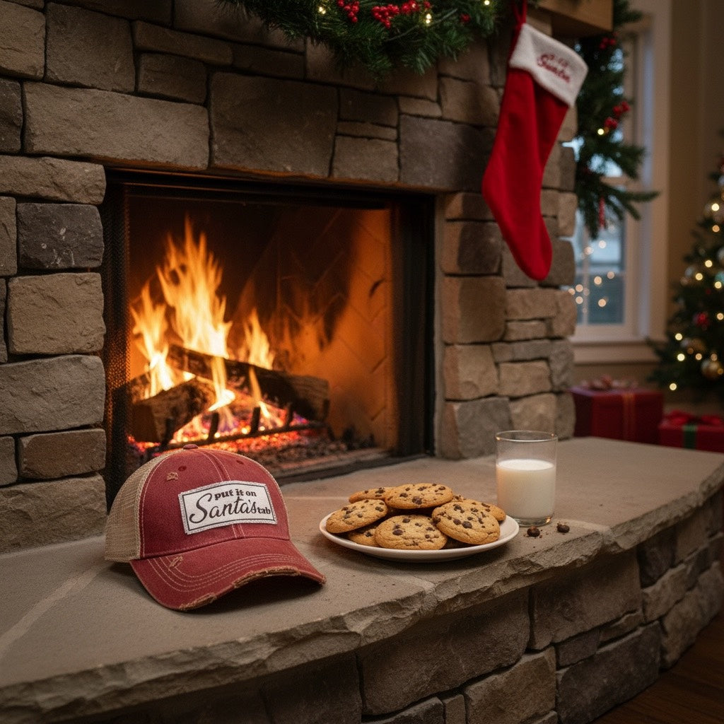 "Put It On Santa's Tab" Distressed Trucker Cap