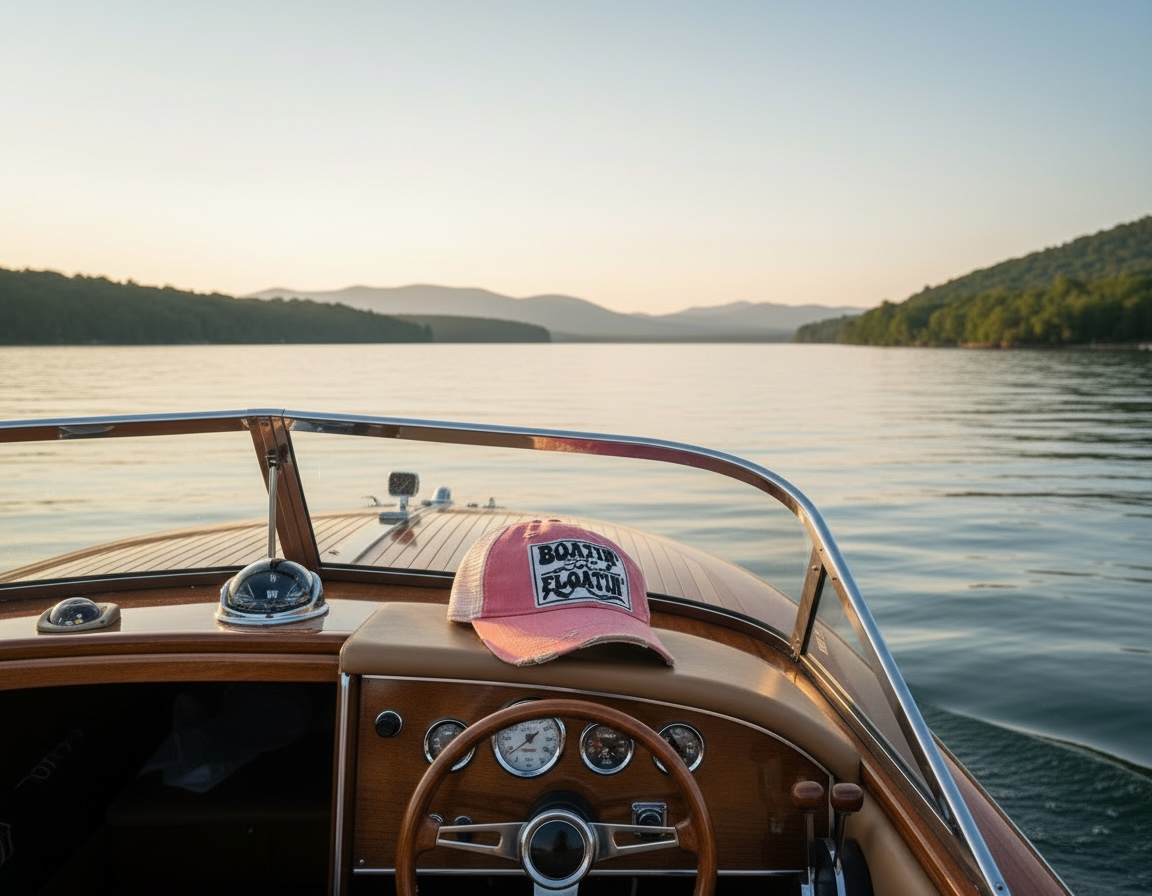 "Boatin' and Floatin'" Coral Distressed Trucker Cap