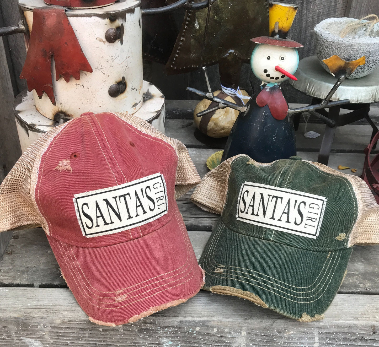 "Santa's Girl" Distressed Trucker Cap