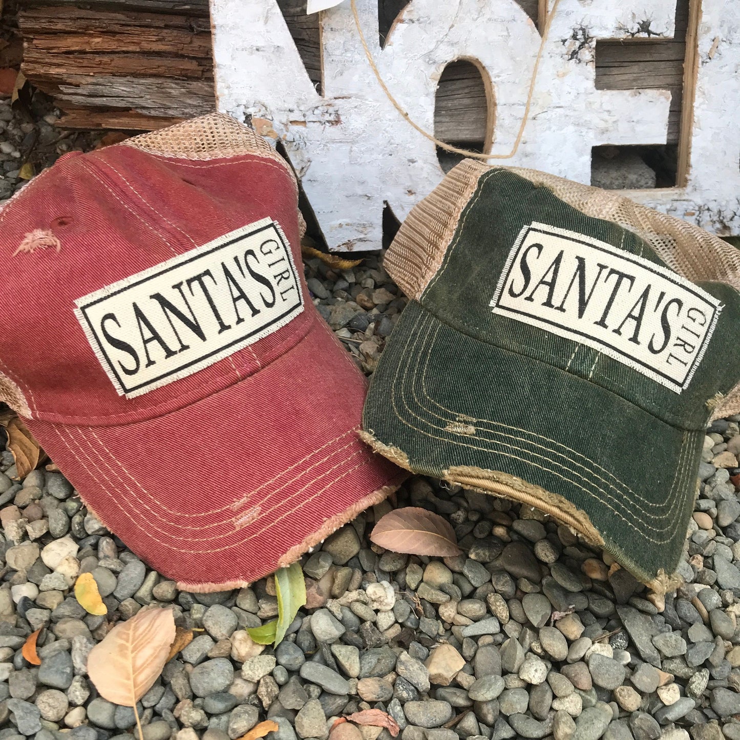 "Santa's Girl" Distressed Trucker Cap