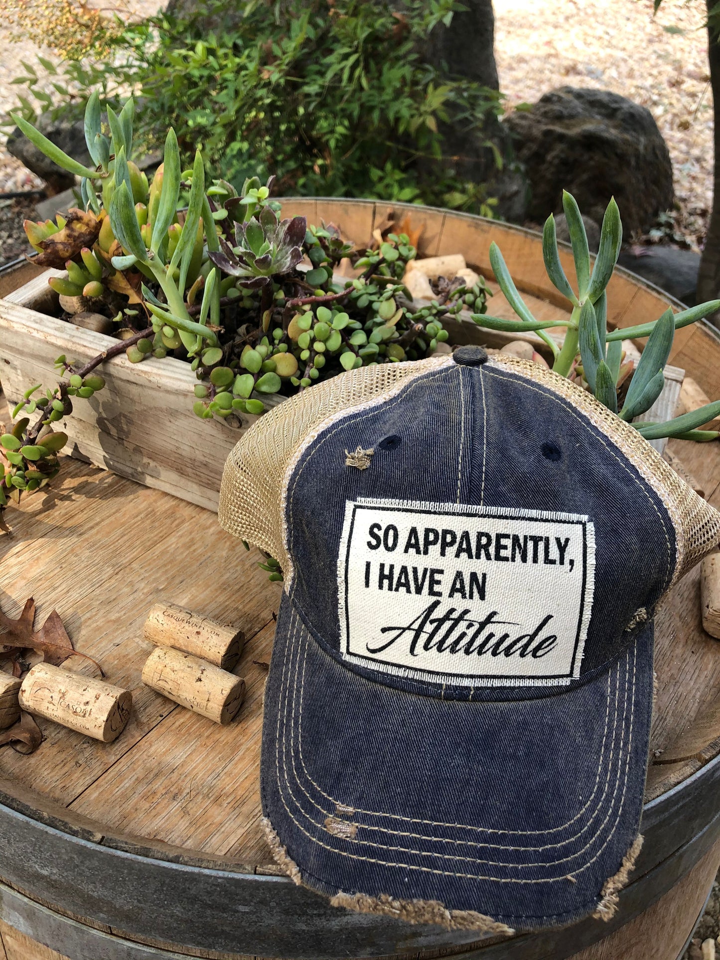 "So Apparently, I Have An Attitude" Distressed Trucker Cap
