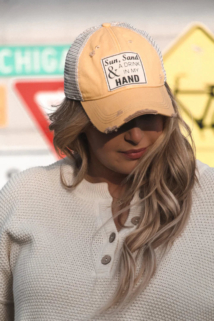 "Sun Sand & A Drink In My Hand" Trucker Cap