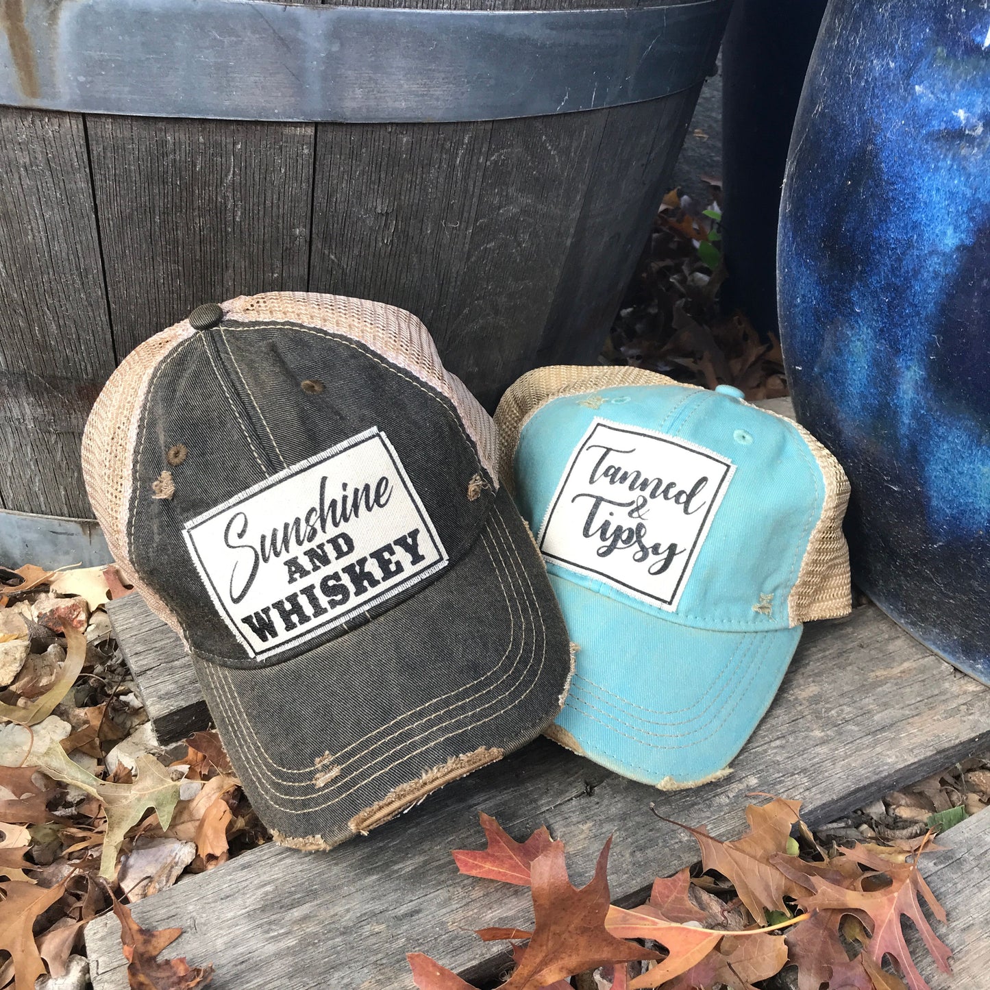 "Tanned & Tipsy" Distressed Trucker Cap