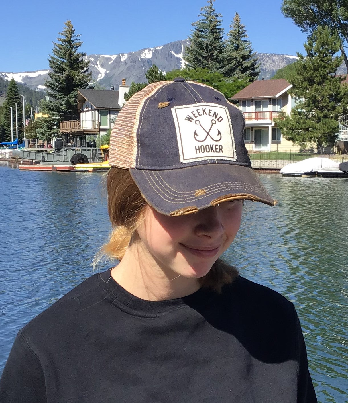 "Weekend Hooker" Distressed Trucker Cap