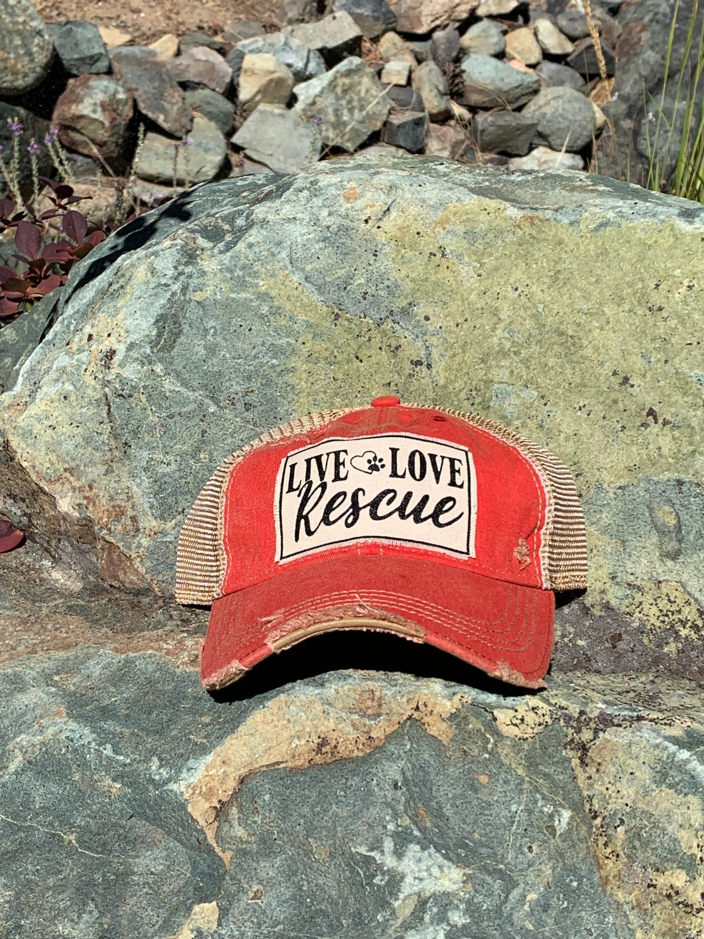 "Live Love Rescue" Distressed Trucker Cap
