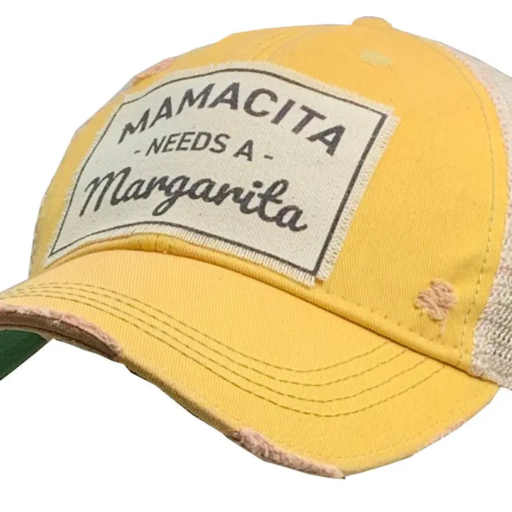 "Mamacita Needs A Margarita" Distressed Trucker Cap