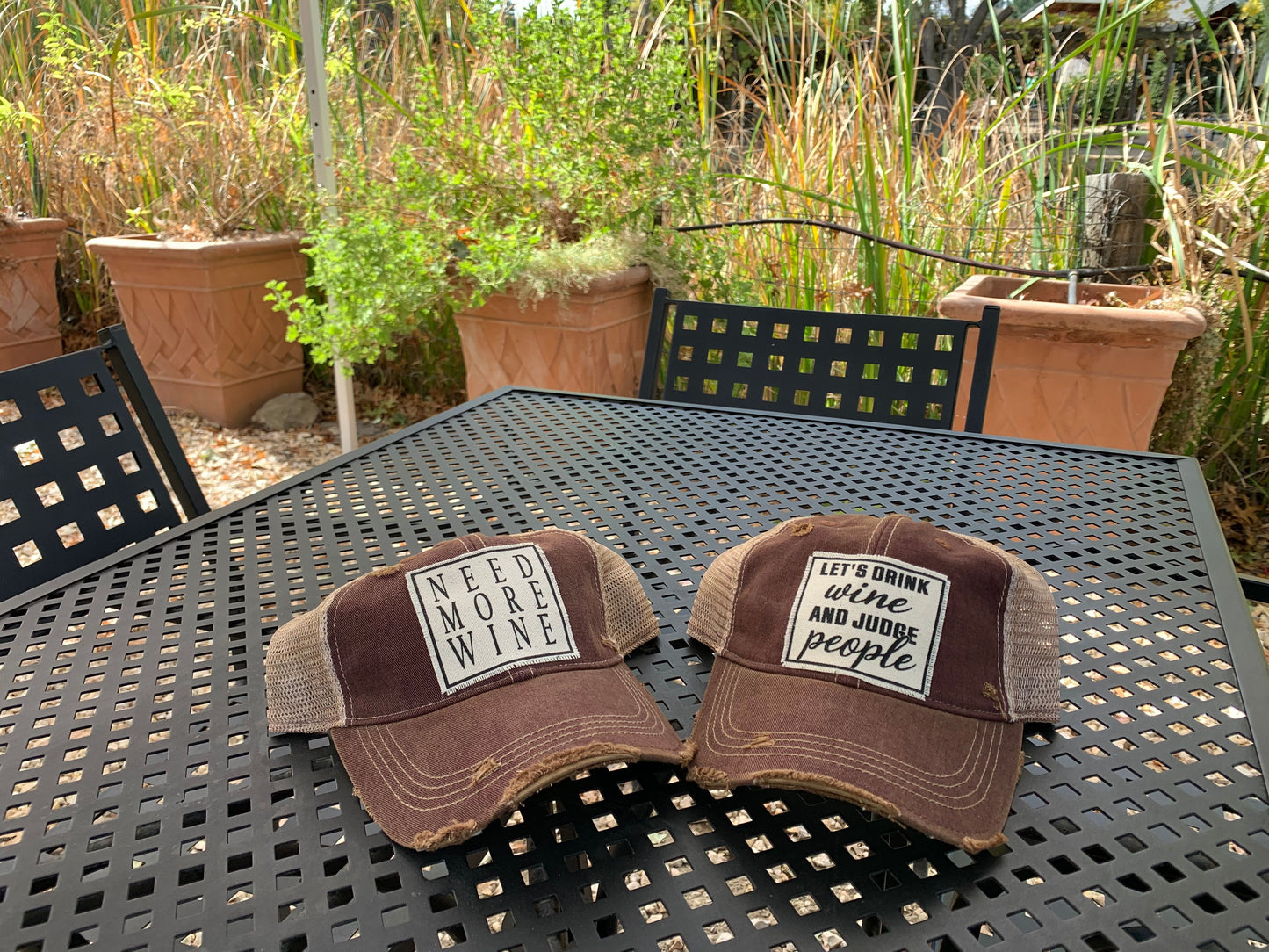 "Need More Wine" Distressed Trucker Cap