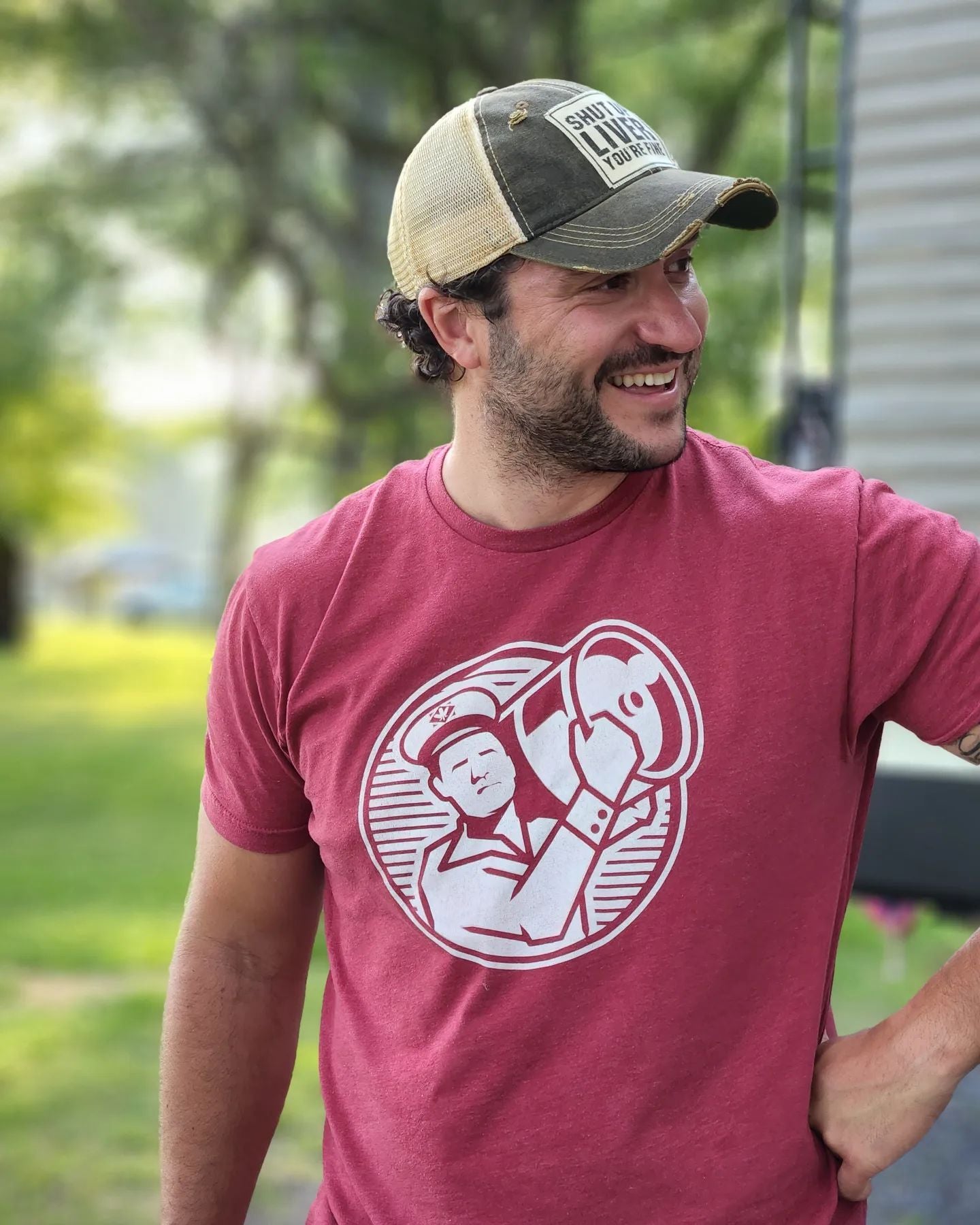 "Shut Up Liver Your Fine" Distressed Trucker Cap