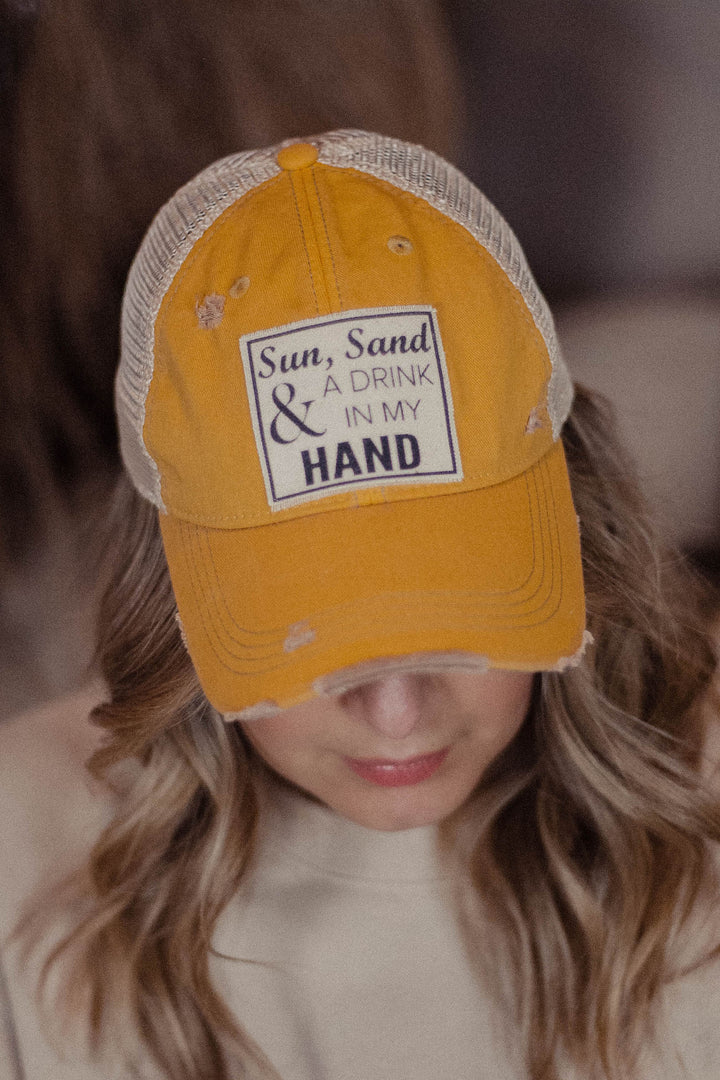 "Sun Sand & A Drink In My Hand" Trucker Cap