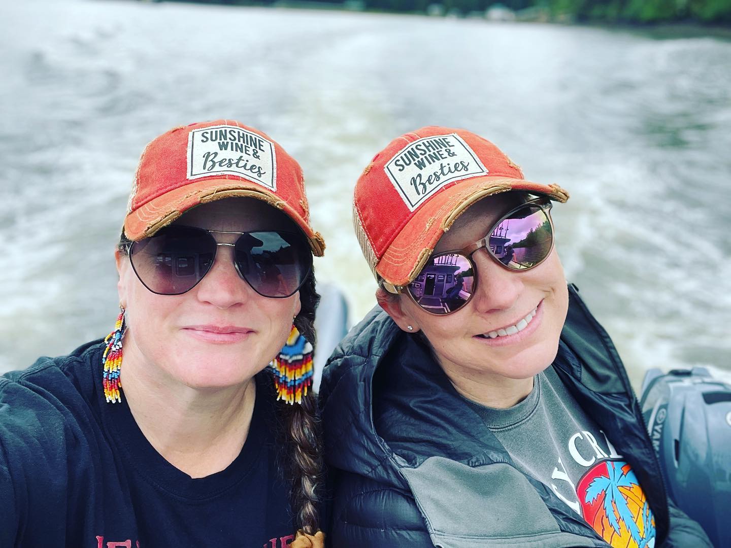 "Sunshine Wine & Besties" Distressed Trucker Cap