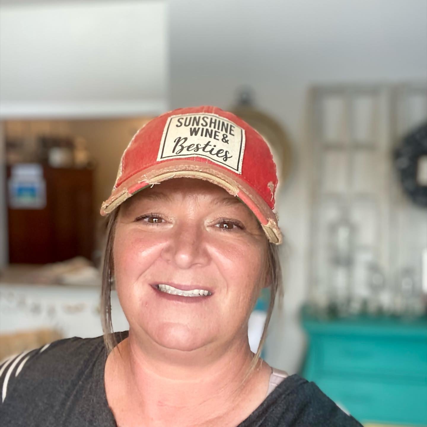 "Sunshine Wine & Besties" Distressed Trucker Cap