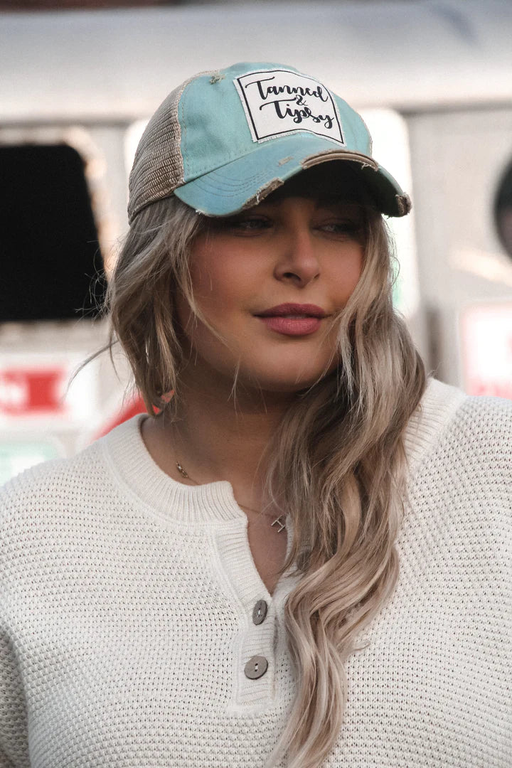 "Tanned & Tipsy" Distressed Trucker Cap