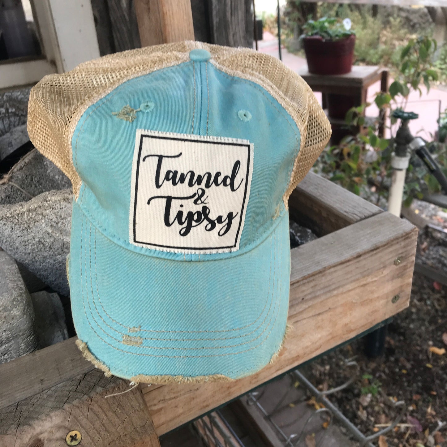 "Tanned & Tipsy" Distressed Trucker Cap