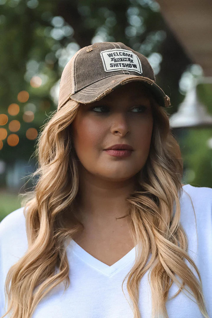 "Welcome To The Shit Show" Distressed Trucker Cap