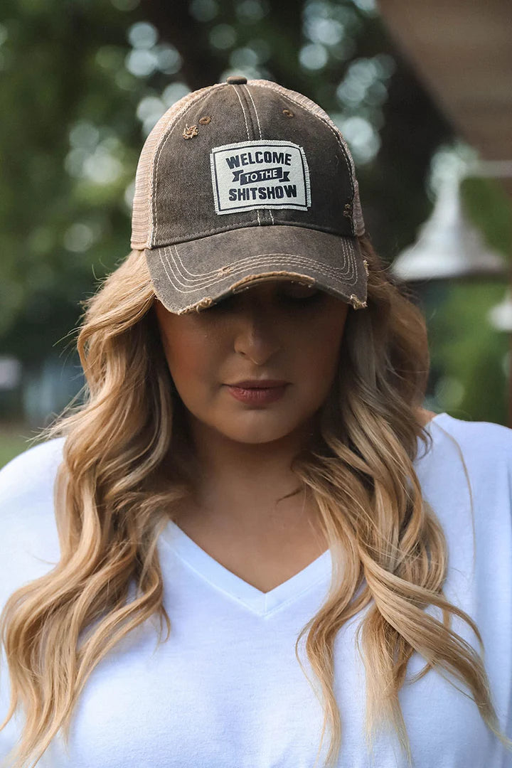 "Welcome To The Shit Show" Distressed Trucker Cap