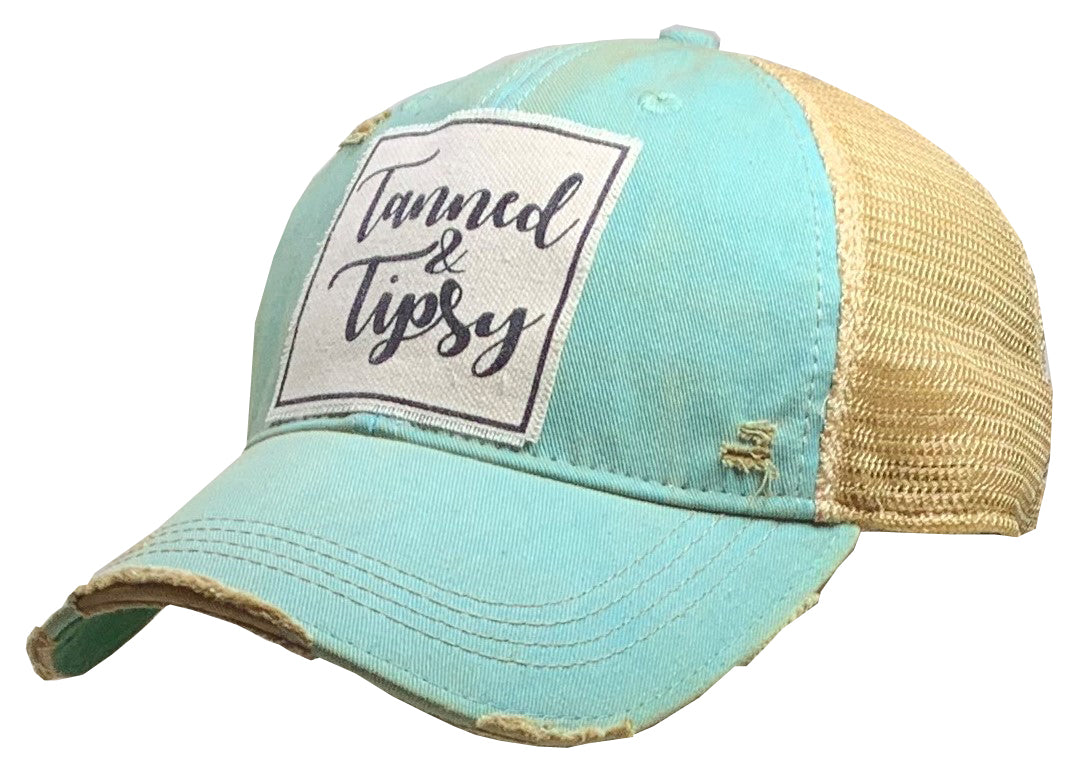 "Tanned & Tipsy" Distressed Trucker Cap